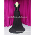 Fashion Crazy Muslim Hajab vestido de noiva preto vestido de noite